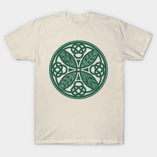 Book of Durrow Celtic Cross Green T-Shirt